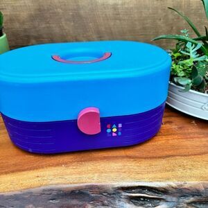 Vintage purple blue pink Caboodles Oval Makeup Case